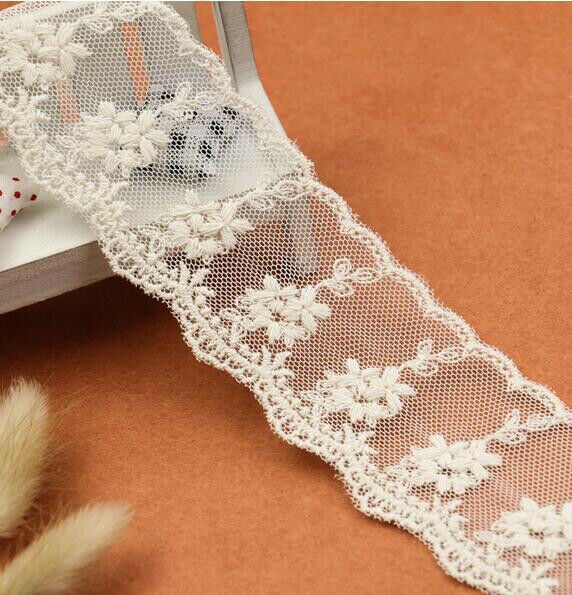 5 Yards embroidery flower Lace Ribbon Fit home decoration Trim Sewing 4.8cm