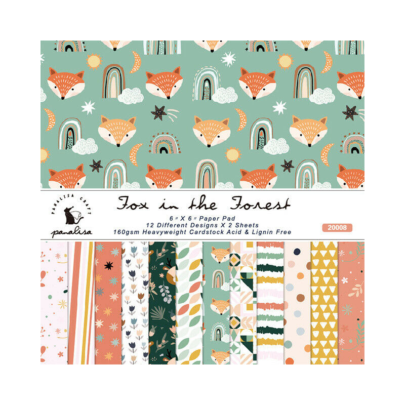 12Pcs Fox Paper Pad Single-sided Scrapbooking Photo Album Card Journal Decor DIY