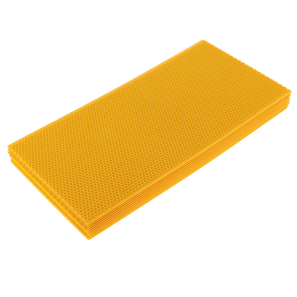 10Pieces Pure Beeswax Foundation Sheets Comb Fundation Sheet 16.7*9inch Yellow