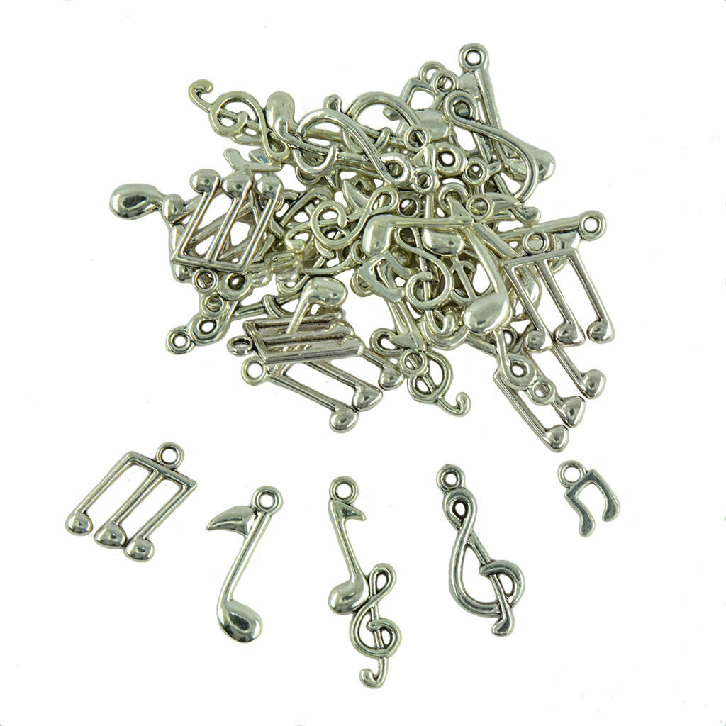 80pcs Charms Music Note Symbol Pendants for Necklace Bracelet Jewelry Crafts
