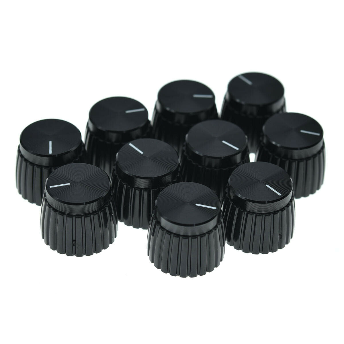 10x Guitar AMP Amplifier Knobs Black w/ Black Cap Push-on fit Marshall Amplifier