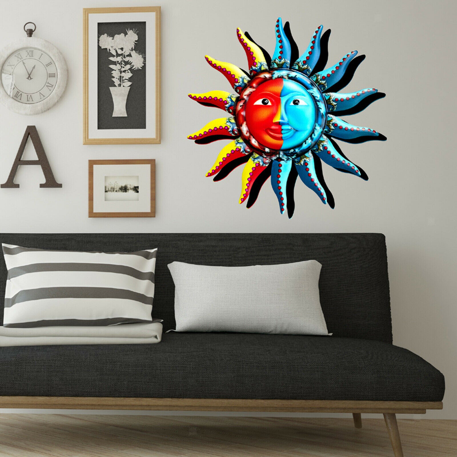 Sun Shaped Wall Decor Garden Office Bedroom Hanging Wall Sculpture Ornament