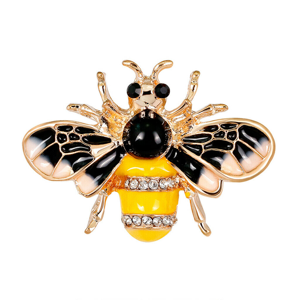Enamel Honey Bee Insect Brooch Pin Lovely Rhinestone Clothing Accessories