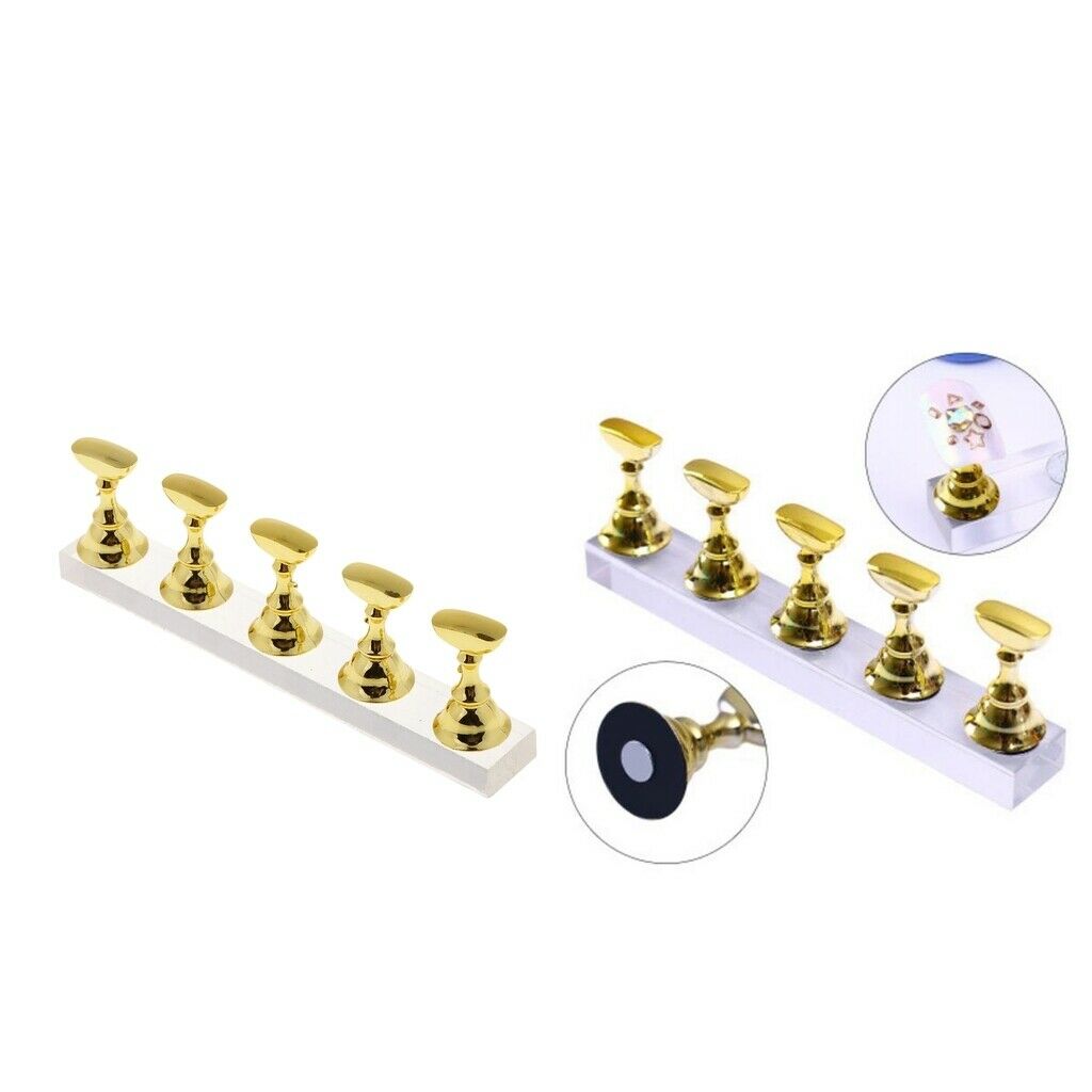 2 set Acrylic Magnetic Nail Tips Practice Display Stands Holders Chessboard