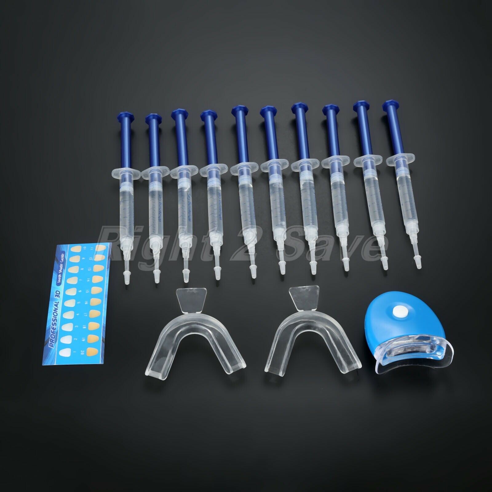 Teeth Whitening Kit 10 Tubes+2 Trays+LED Light Tooth Bleach Bright Oral Hygiene