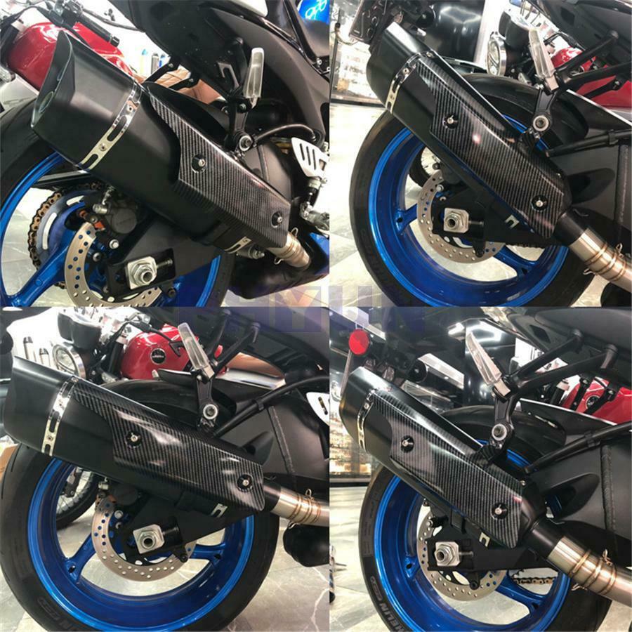 1pc Carbon Fiber Look Steel Motorcycle Hexagonal Exhaust Pipe Heat Shield Cover