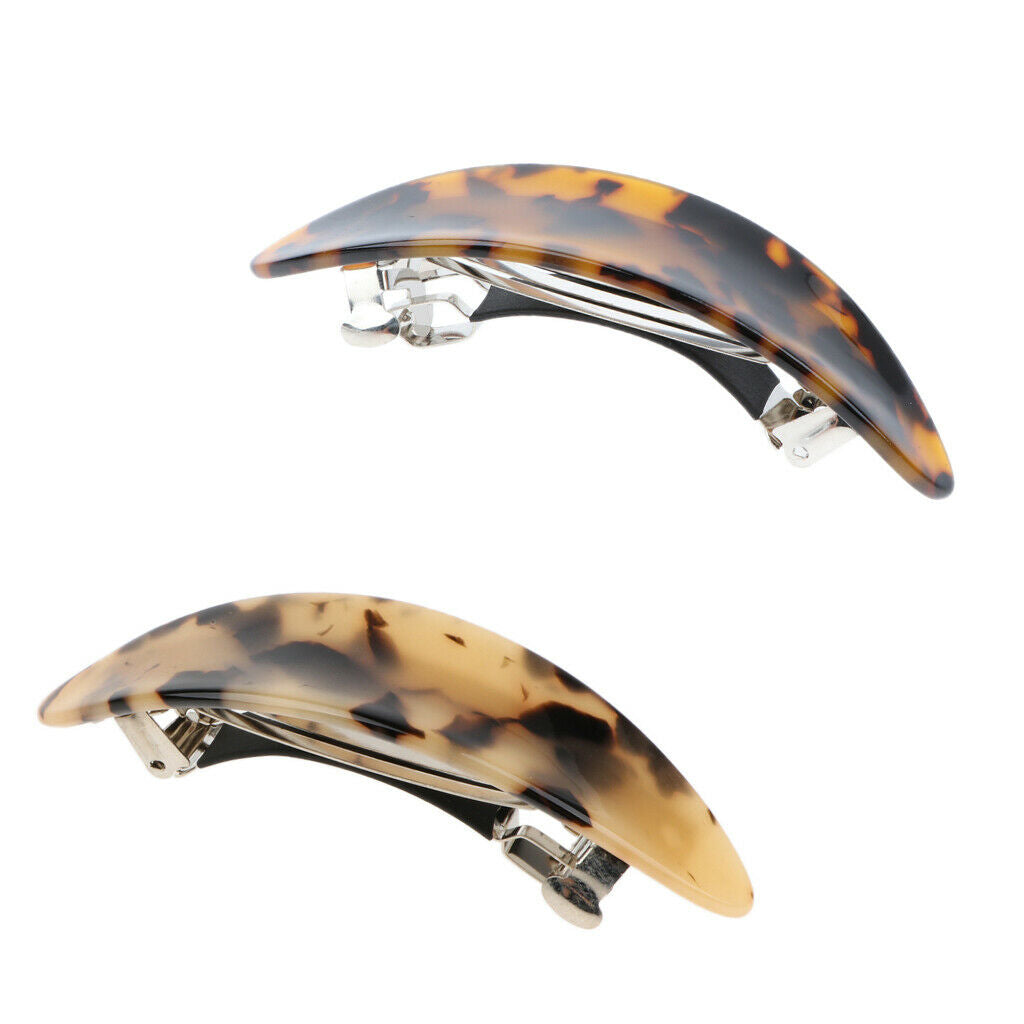 2 pack Automatic Barrette French Acetate Hair Clip Hairpin Women 3.5 Inches