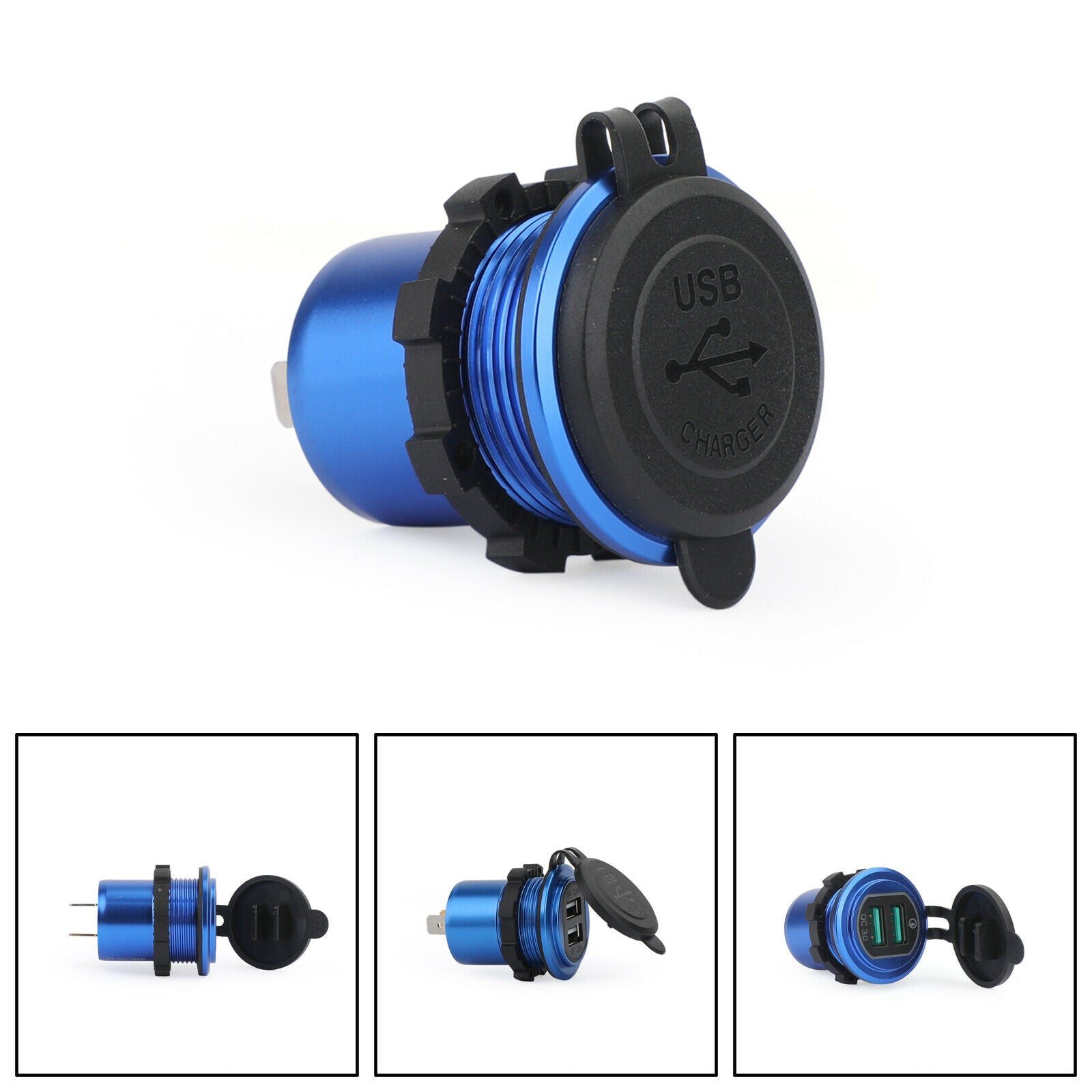 QC3.0 12V/24 Dual USB Car Truck Socket Charger LED Digital Voltmete Waterproof T