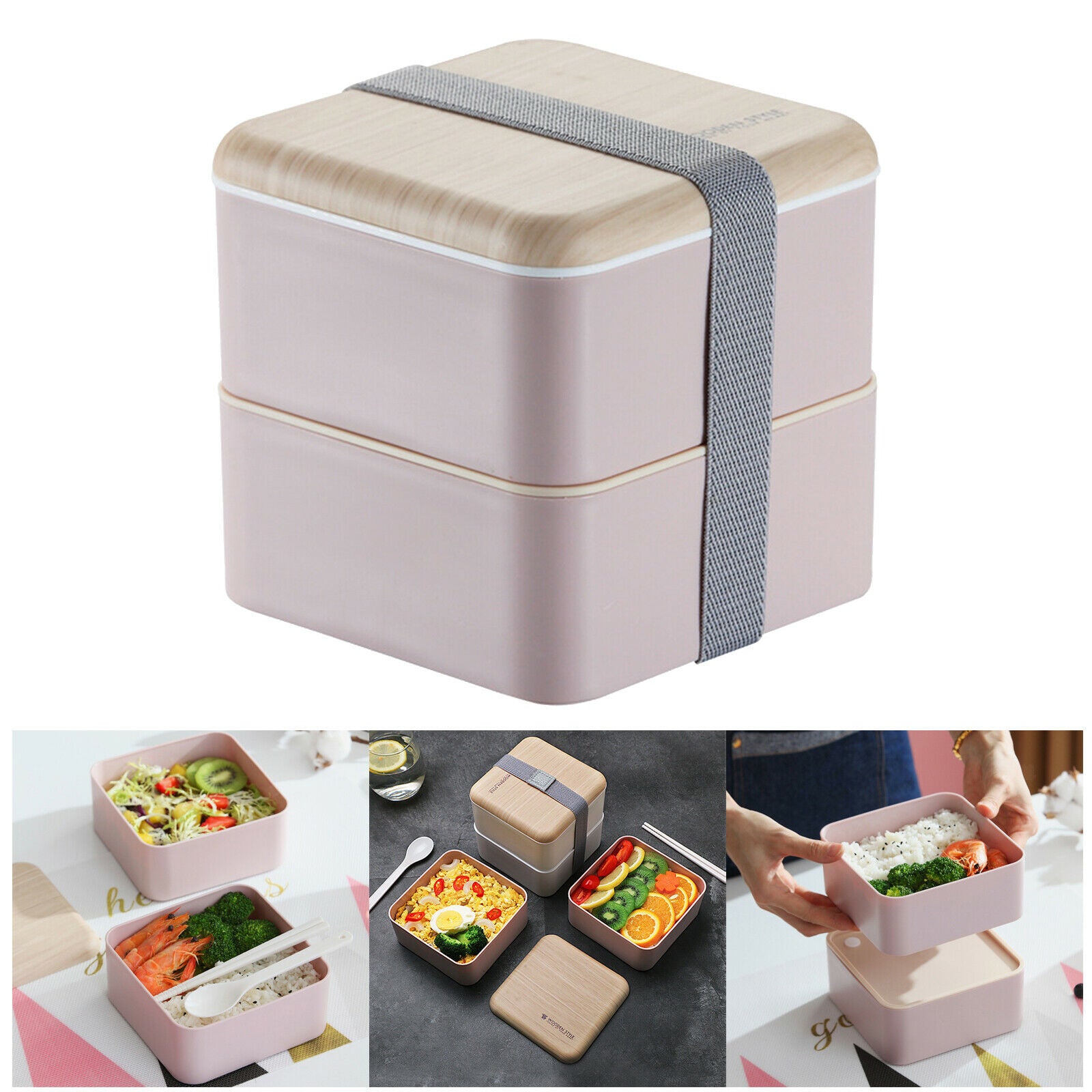 Lunch Box Double-Layer Food Container for Adults Kids Office Worker