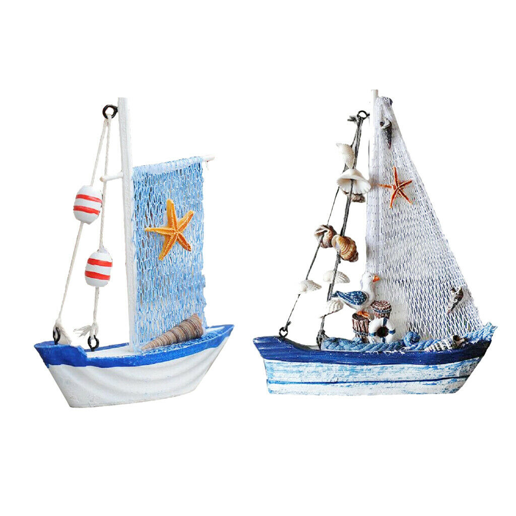 2Pieces Mediterranean Nautical Tropical Fishing Net Sailing Home Ornament