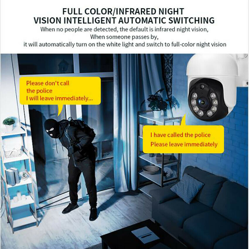Waterproof WiFi PTZ Pan Tilt 1080P HD Security IR Camera Night Vision Outdoor