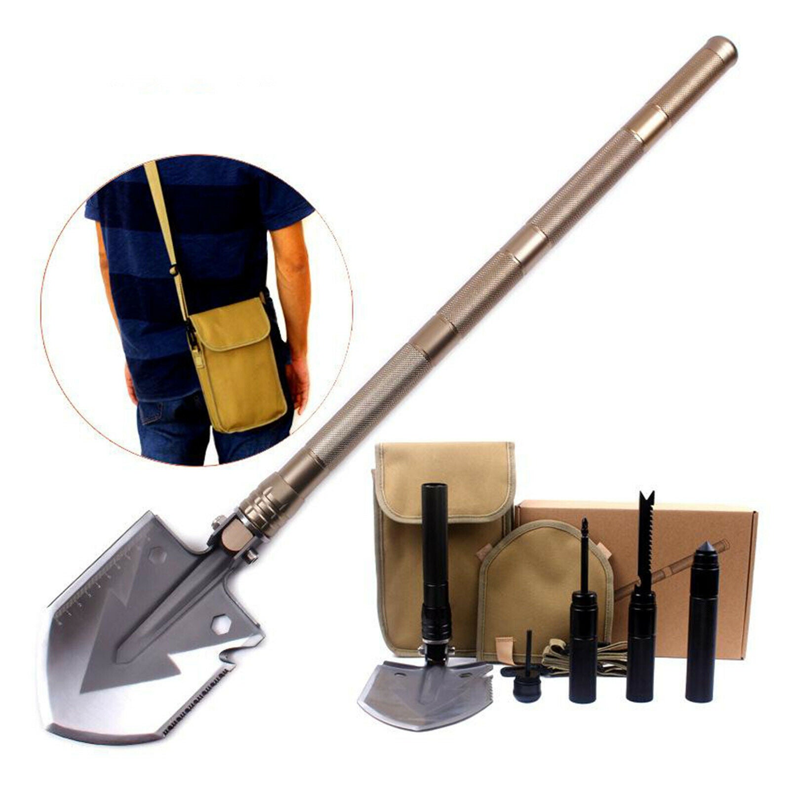 Protable   Folding Camping Shovel Tool Steel Spade Outdoor Emergency Tool