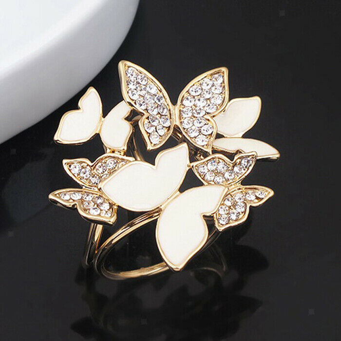 Crystal Silk Scarf Clip Buckle Holder Butterfly Brooch Pins Jewelry Gift