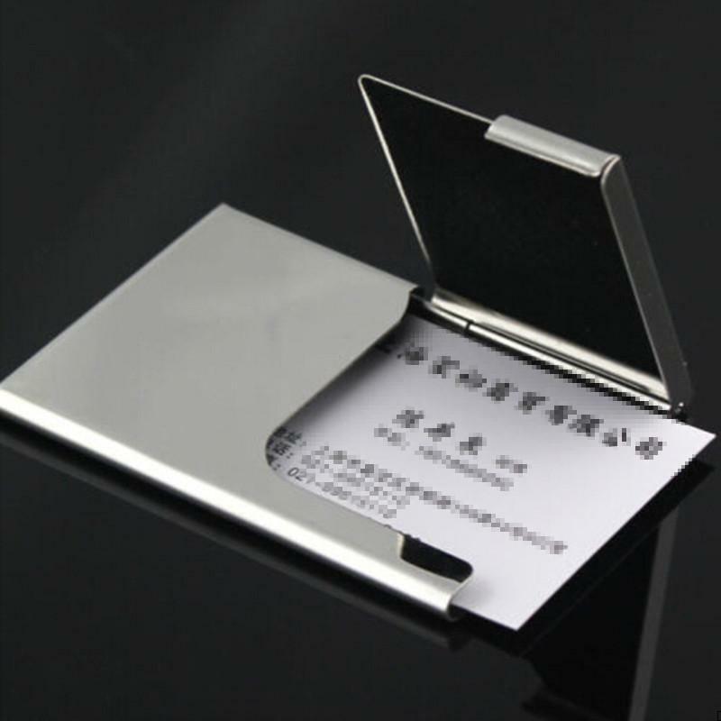 1pc sliding stainless steel id card holder men business card cases Box Portable