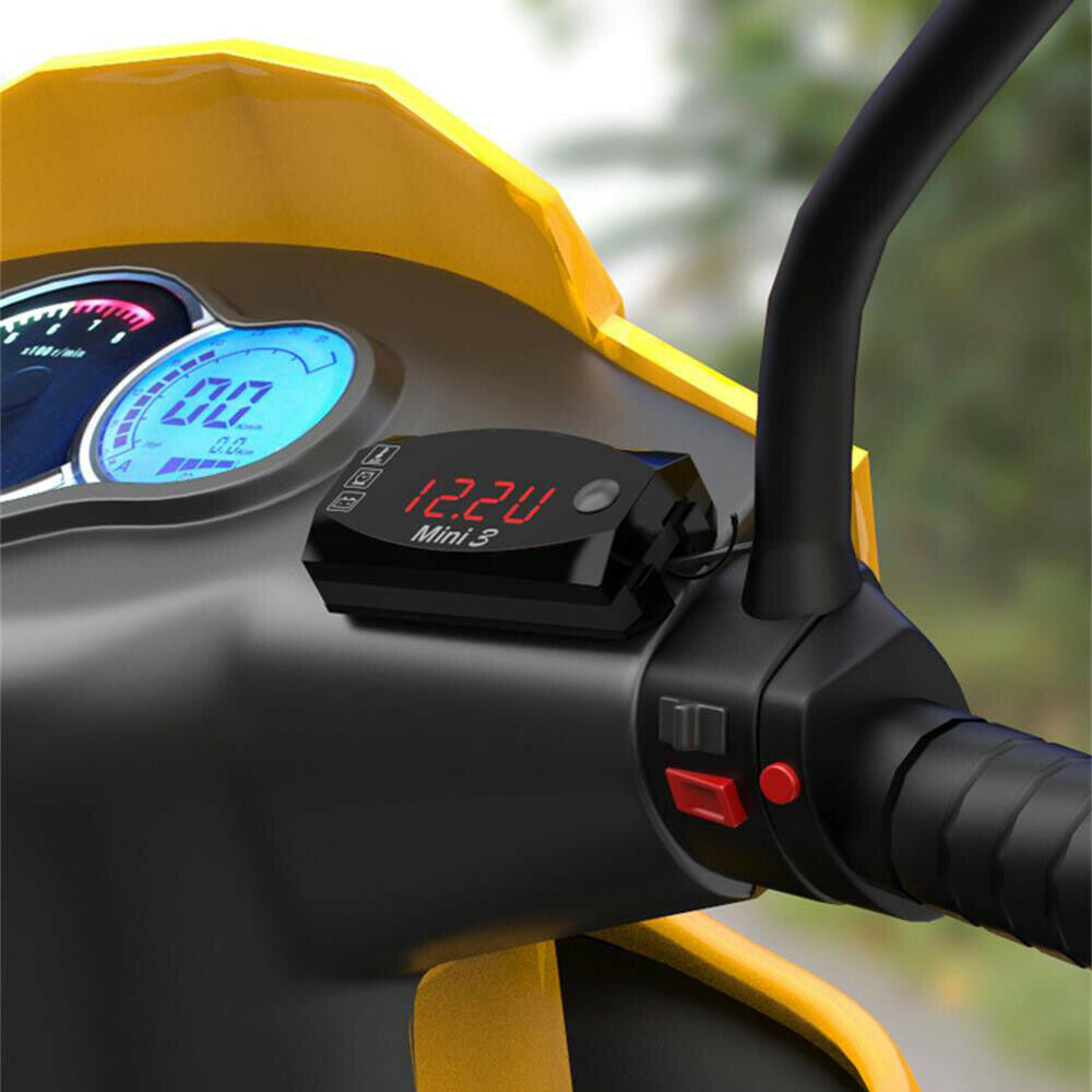 3 in 1 Motorcycle Electronic Clock VoltageThermometer Voltmeter LED Display
