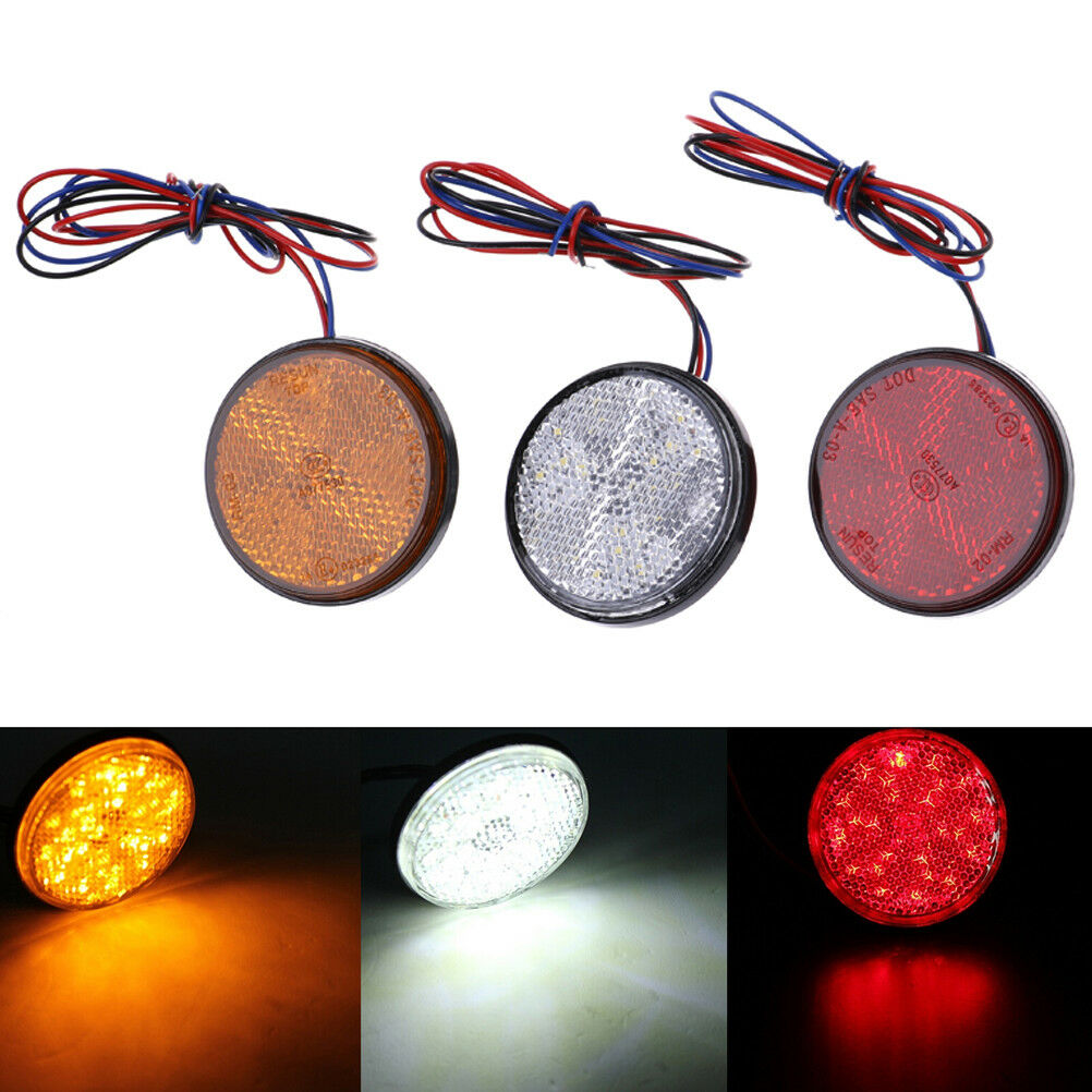1Pc Car motorcycle red round 24LED brake turn signal stop tail lights reflectoBD