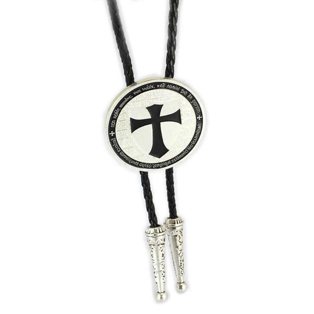 Western Bolo Tie Leather Necktie Brass Cowboy Rodeo Necklace Men Boy 1m