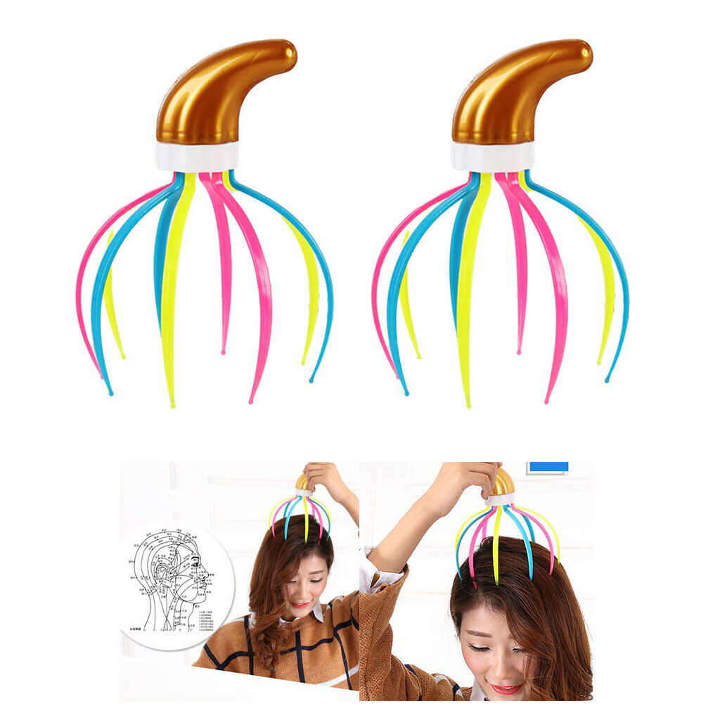Pack of 2 9 Heads Manual Head Massager Scratcher for Stress Relief Soothing