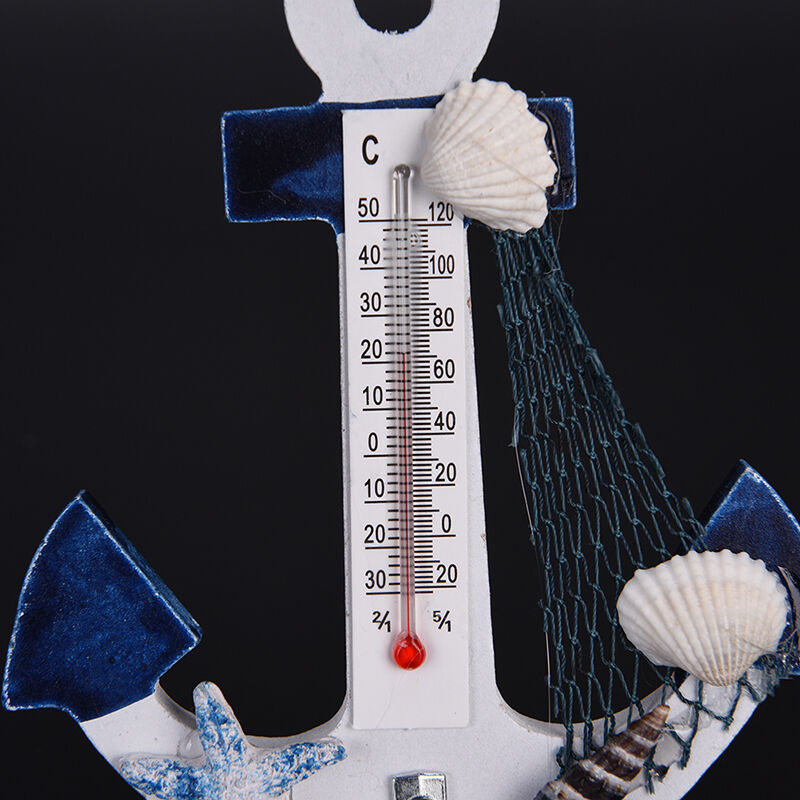 Wood AnchorThermometer Craft Art Wall Hanging Hook Gauge Shell Nautical De.l8