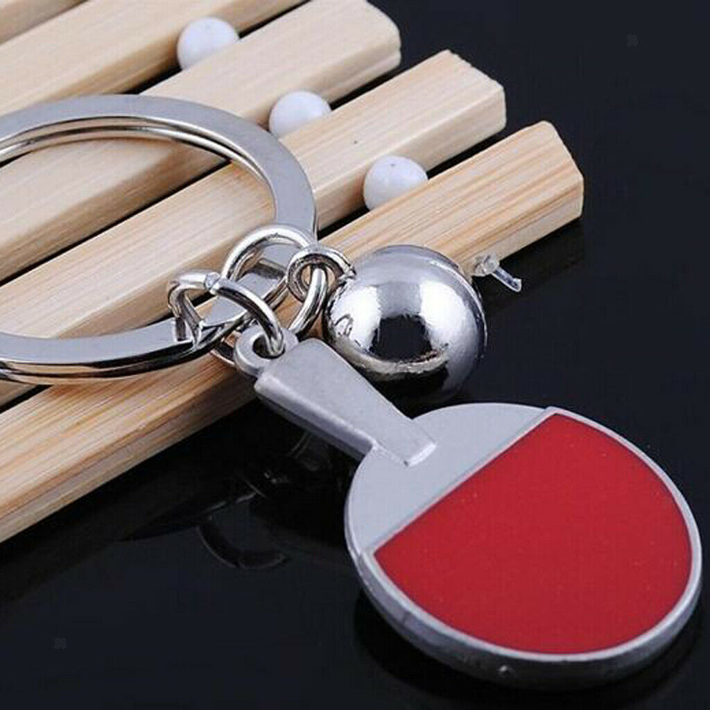 2 Pieces Tennis Racket Table Tennis Paddle Style Keychain Keyring