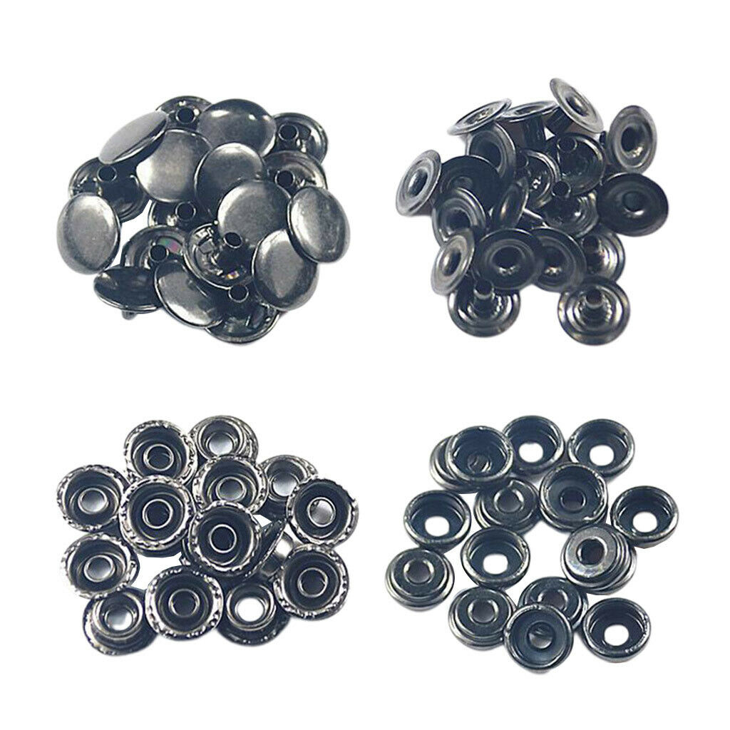 50Sets Snap Fasteners Press Stud Button Leather Craft Coat Down Jacket Bag