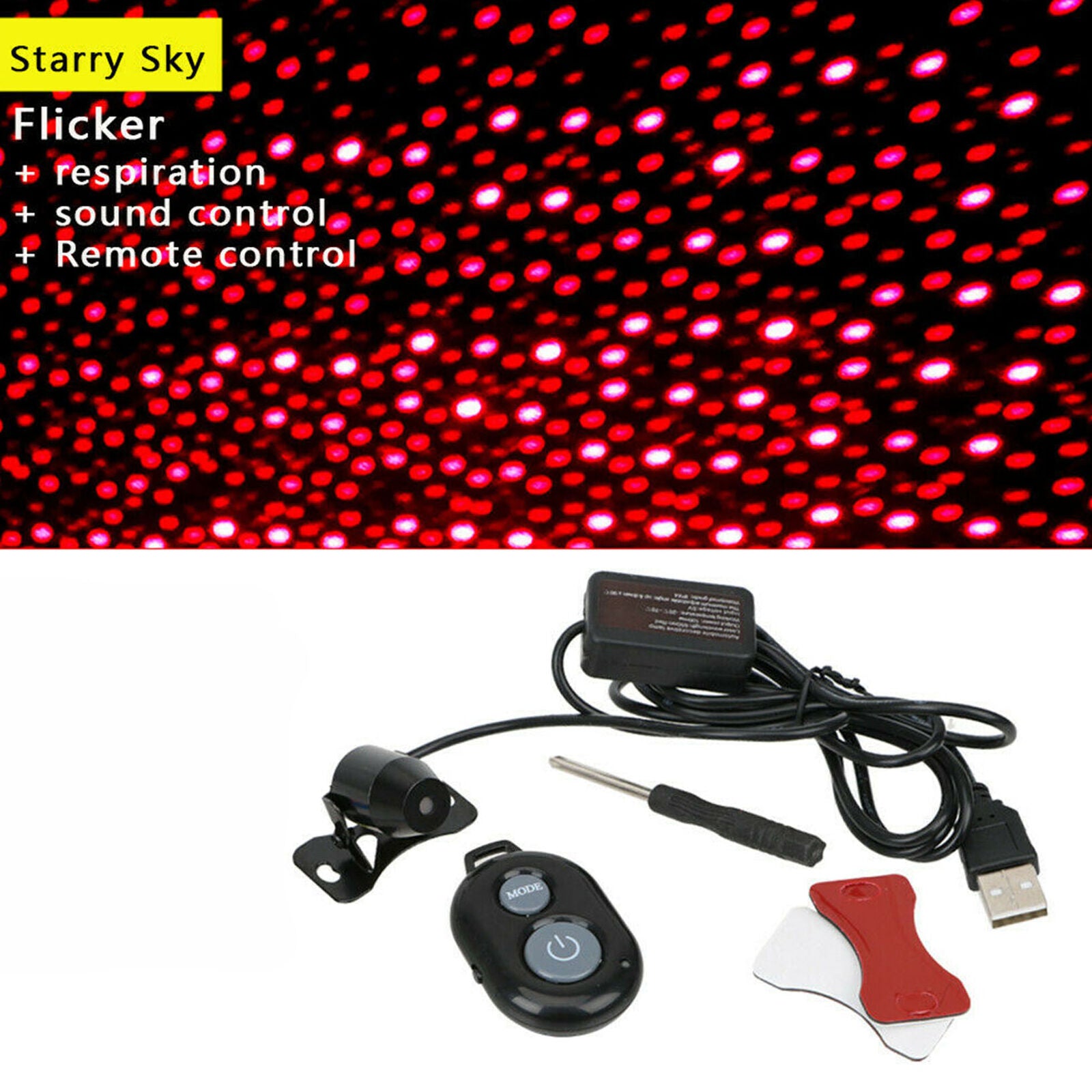 USB Car Atmosphere Lamp Interior Ambient Star Light LED Projector Starry Sky New