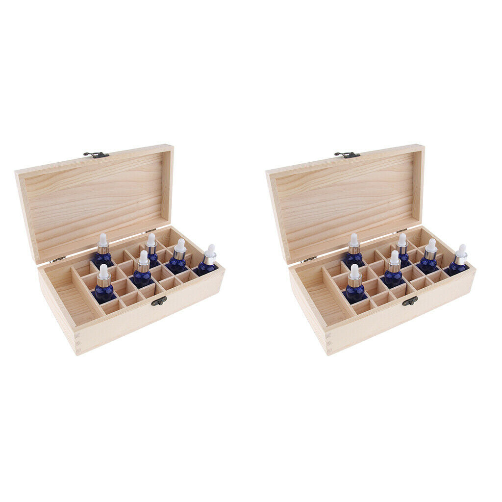 2x 25 Slot Wooden Essential Oils Storage Box Organizer for 15ml/ 100ml Oils