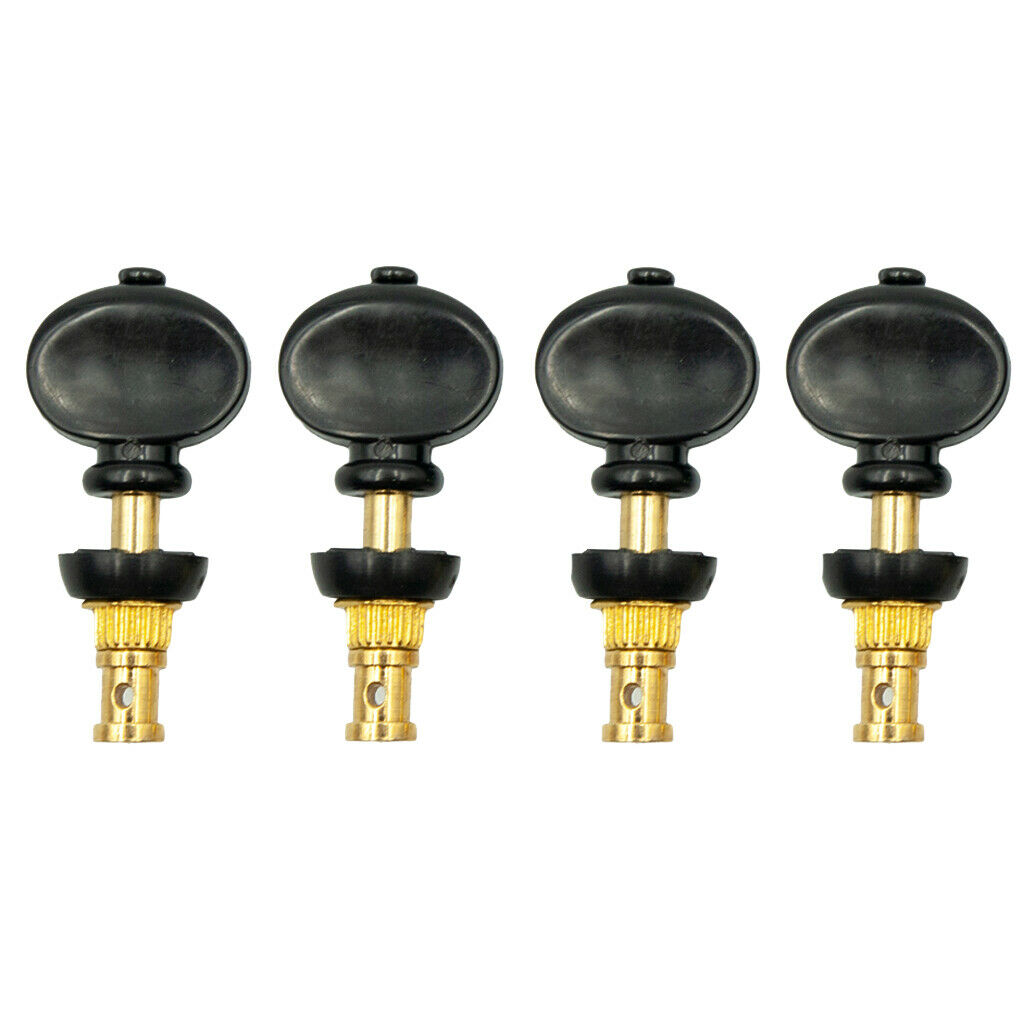 4 Pieces Straight Ukulele Strings Tuning Pegs Pin Machines Tuners Black+Golden