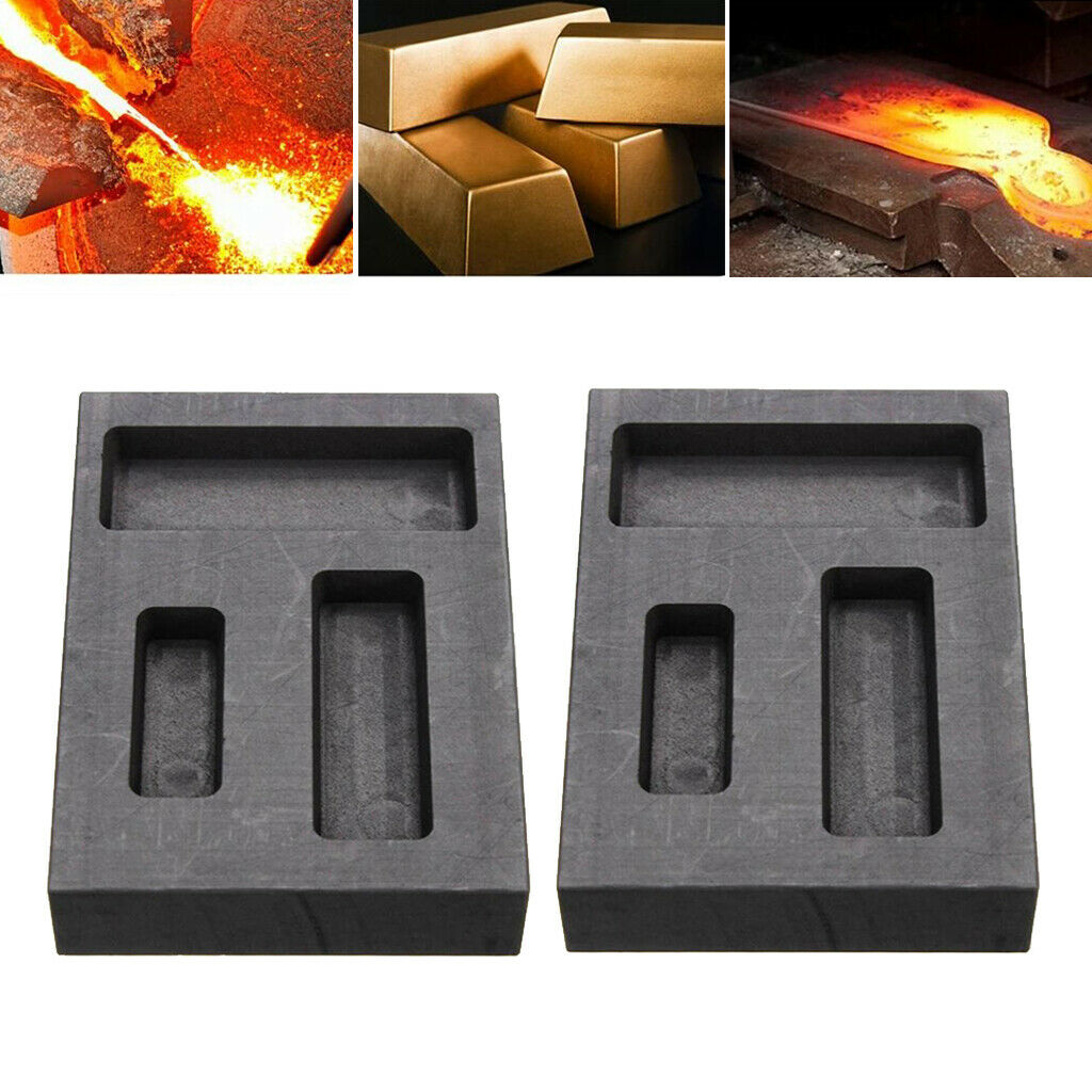 2 Pcs Pack of 3 Graphite Ingot Mold Thermal Stability Non-stick Smelting Tool
