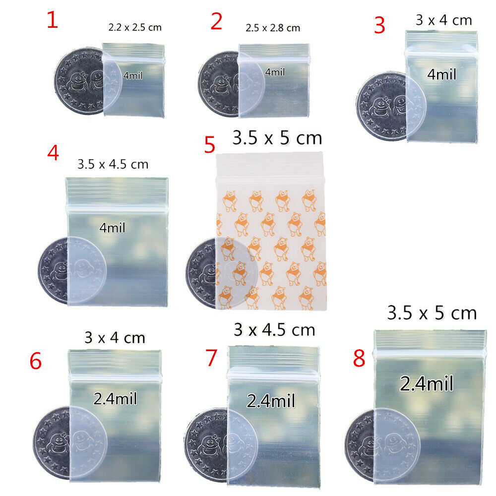 100pcs 1.4 "x 1.8" 4mil Transparent Zipper