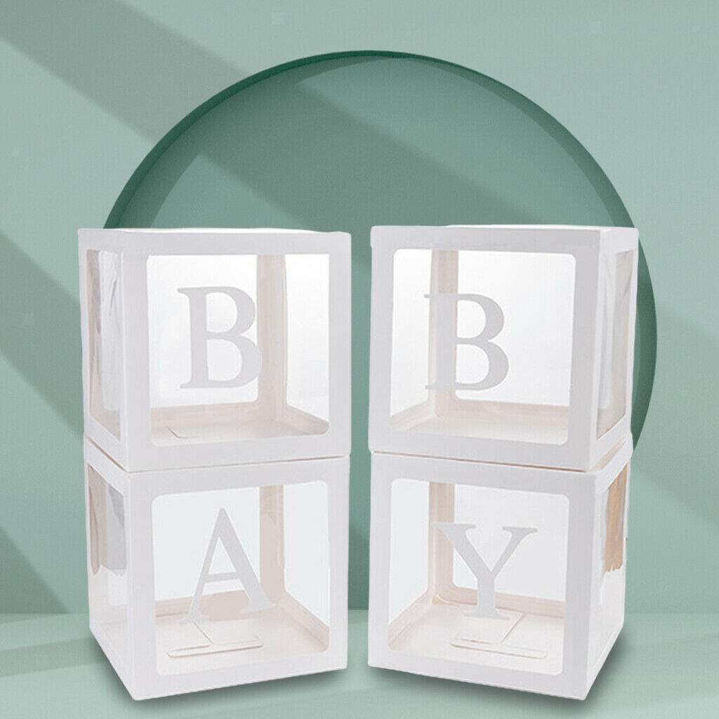 Latex Box Decor Transparent for First Birthday Party Gender Reveal White