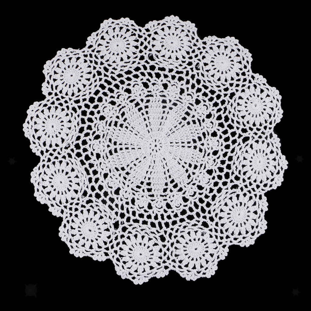Crochet Cotton Lace Doily Round Floral Cup Tablecloth