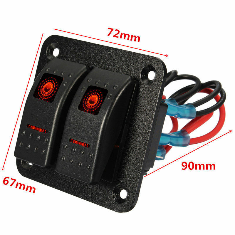 2 Gang Dual Blue LED Light Bar Rocker Switches Panel System for 12V/24V Auto Car