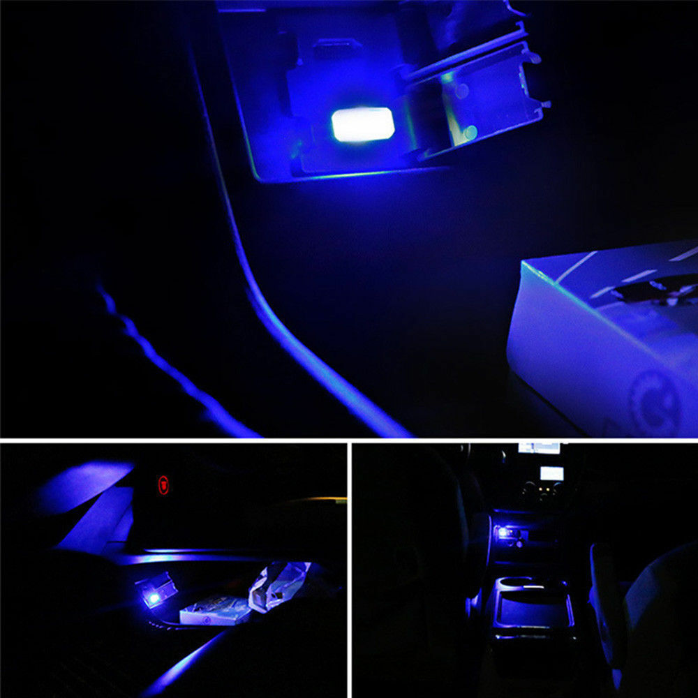 Mini USB LED Neon Car Interior Light Blue Atmosphere Ambient Lamp