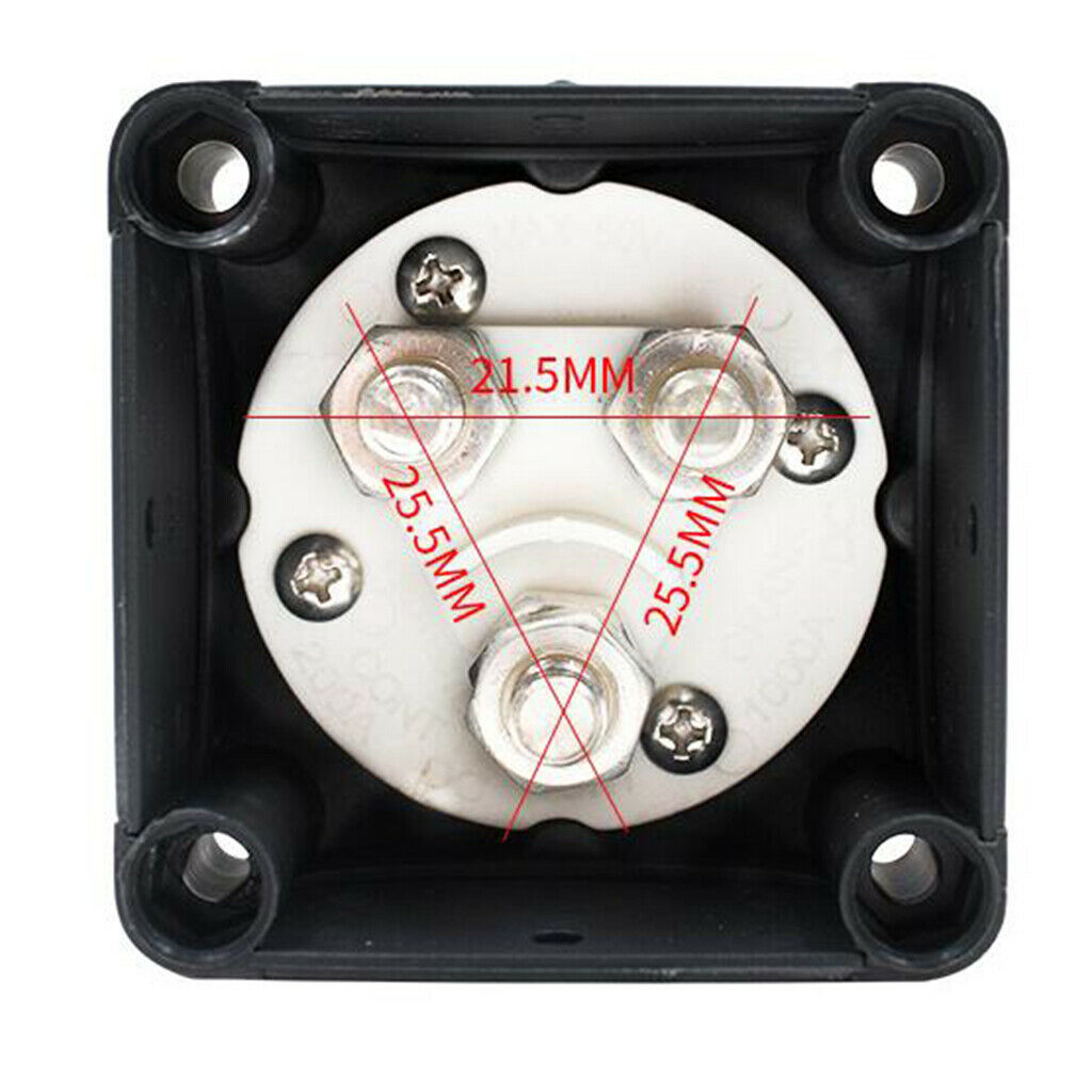 12V/24V Dual Battery Selector Switch Shut 3 Speed Marine Boat ON-Off 68x68mm