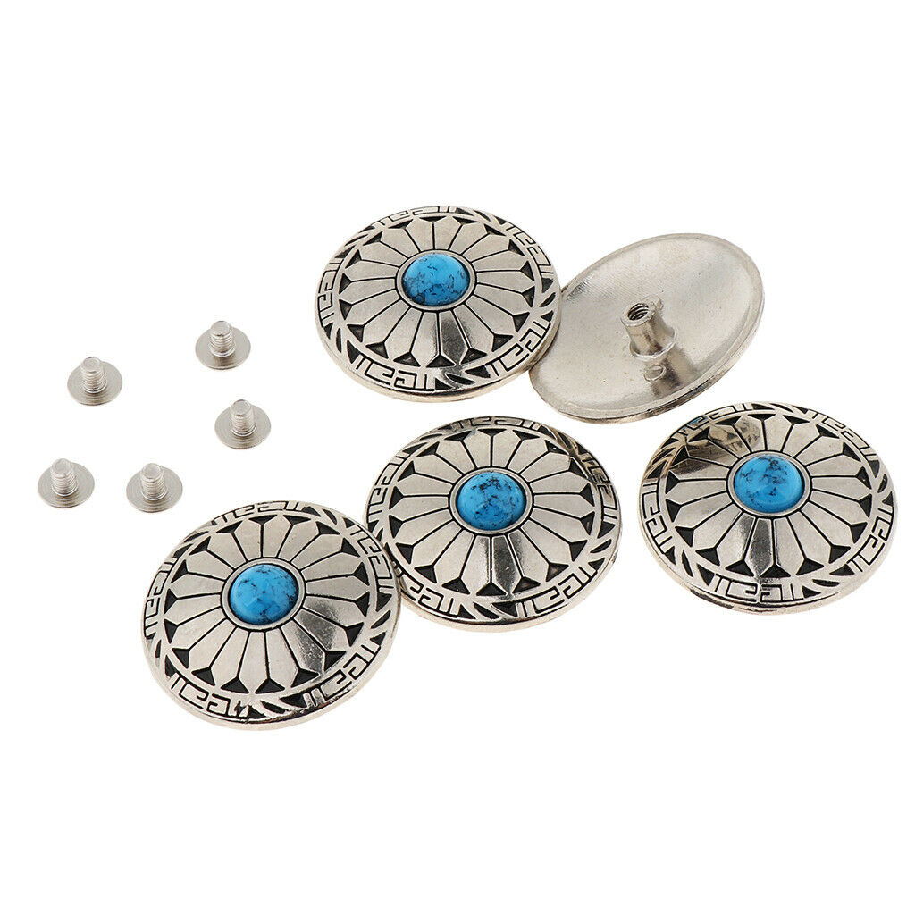 Round turquoise 5 button buttons screw back for