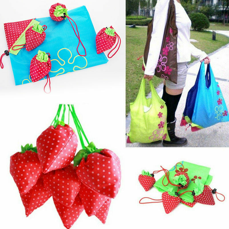 Recycle Nylon Strawberry Shopping Bag Travel Folding Reusable Tote Handbag Bags