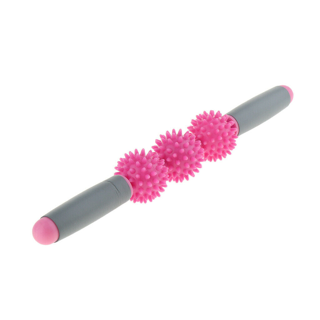 Spiky Ball   Point Muscle Stick Roller Massage Wand Rolling Pink