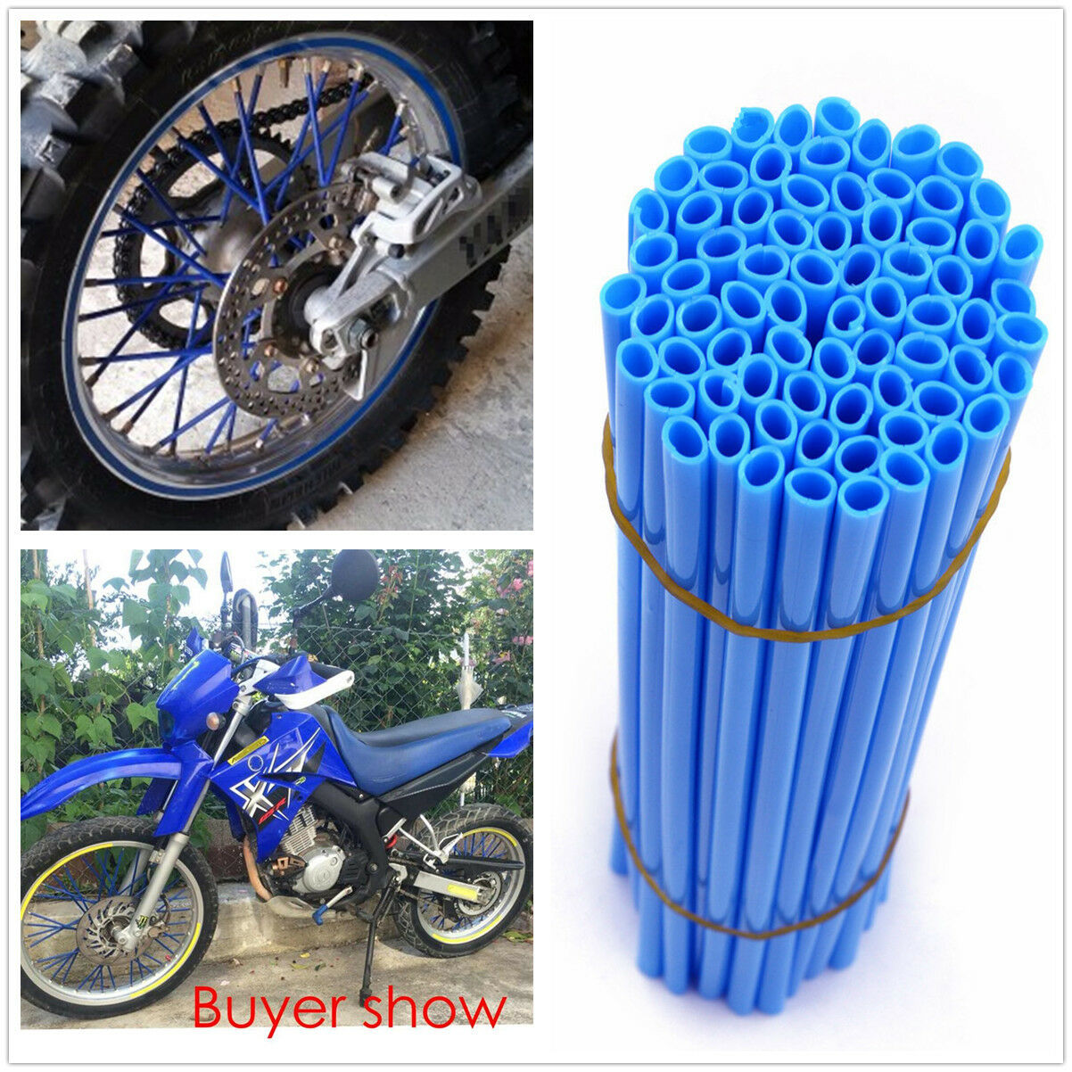 Motocross Dirt Bike Enduro Wheel Rim Spoke Skins Cover FOR BMW BLUE