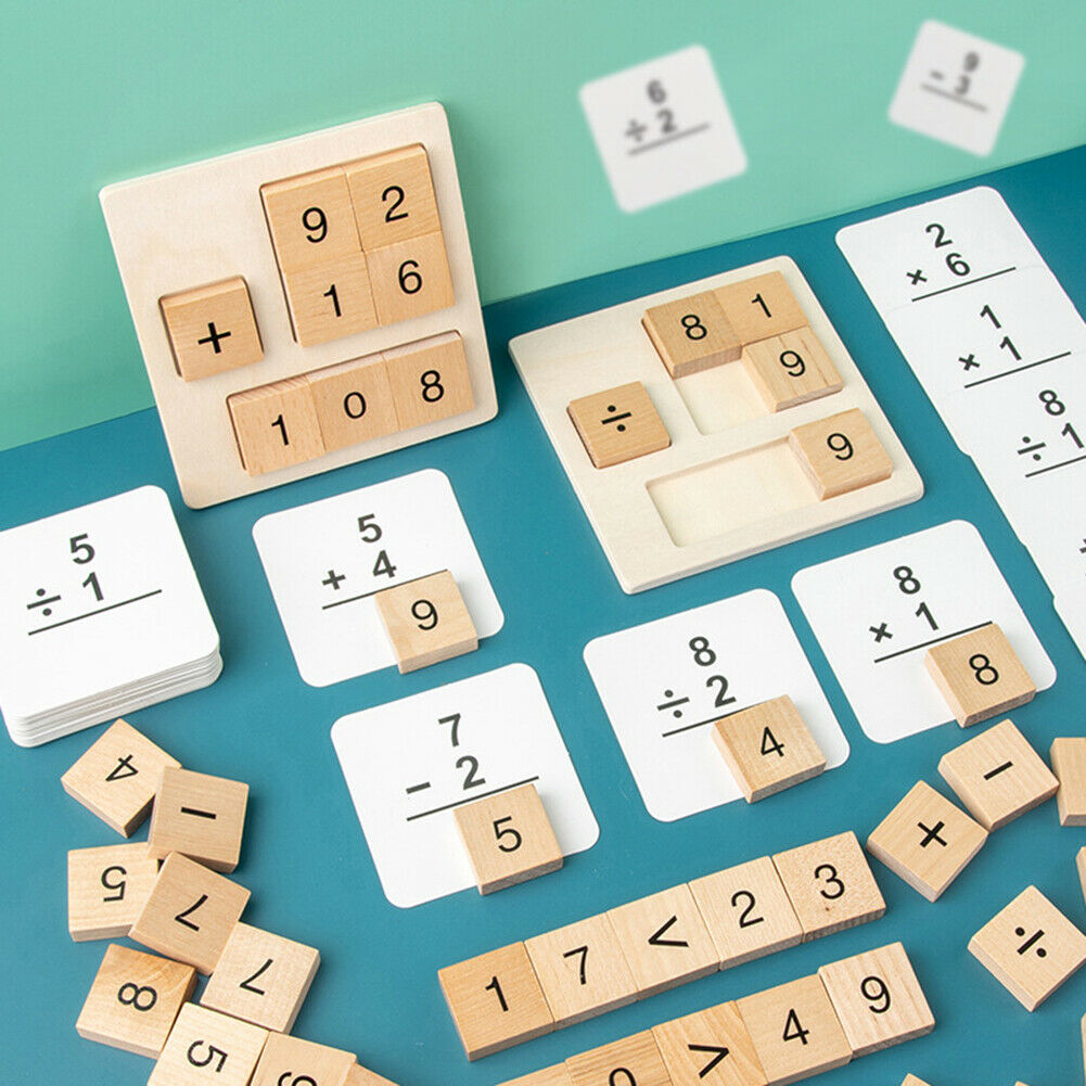 Wooden Number Math Calculate Board Montessori Puzzle Kids Educational Toys  @
