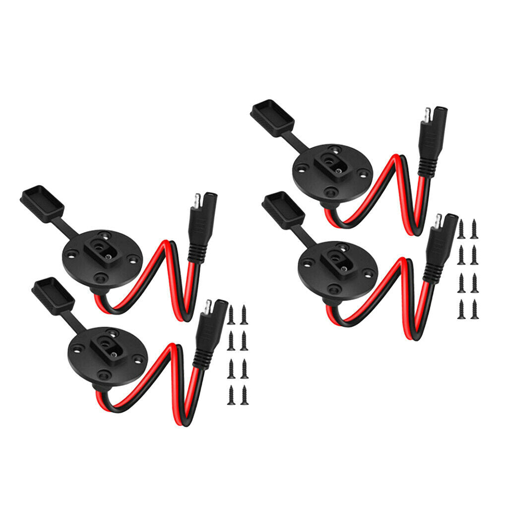 4 x 33cm Waterproof Solar SAE Single Head Line Socket Sidewall Port Connect Wire
