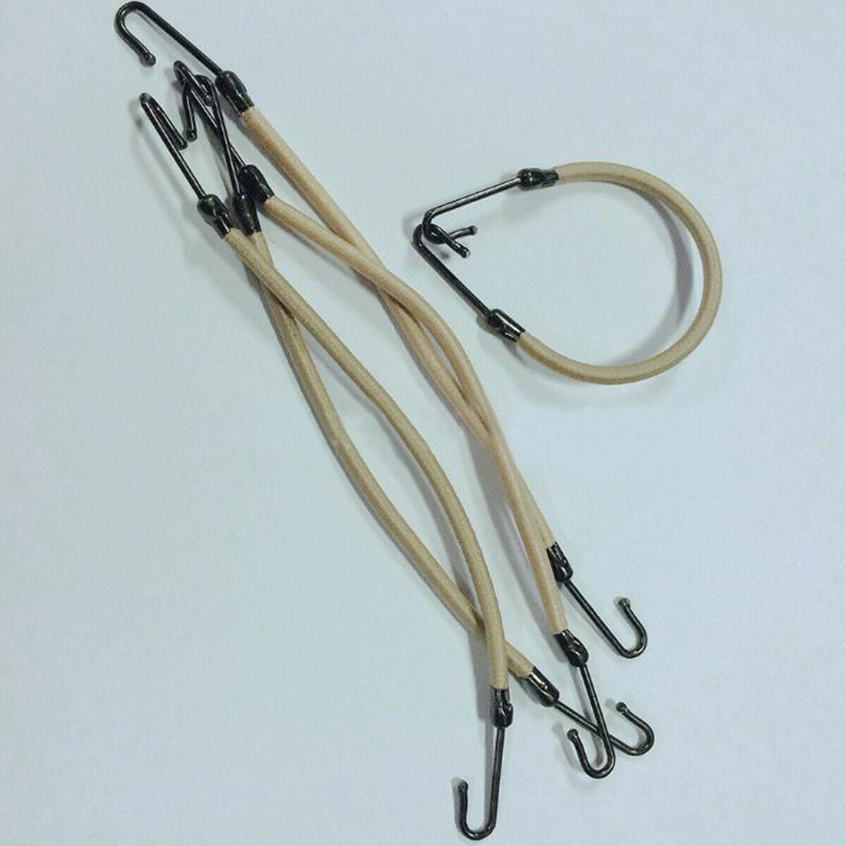 10pcs Ponytail Hooks Holder Bungee Bands Rubber Bands Hooks Hair Styling Beige