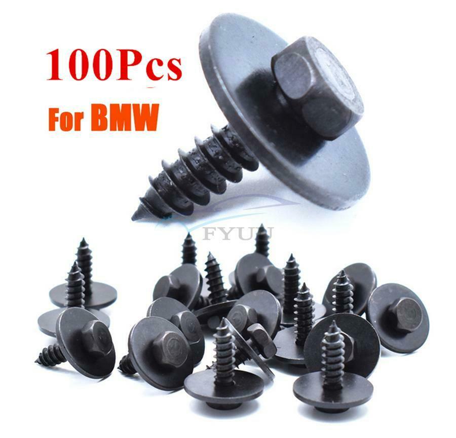 100PCS Car Body Mudguard Hexagon Head Screw Fixing Clip Kit For BMW Series