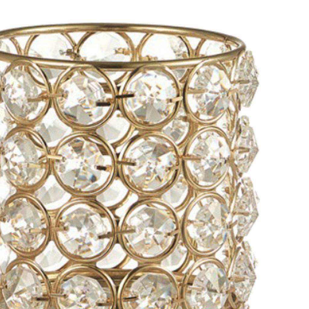 Crystal Candle Holder Wedding Party Dinner Pen Pot for Makeup Brush Golden