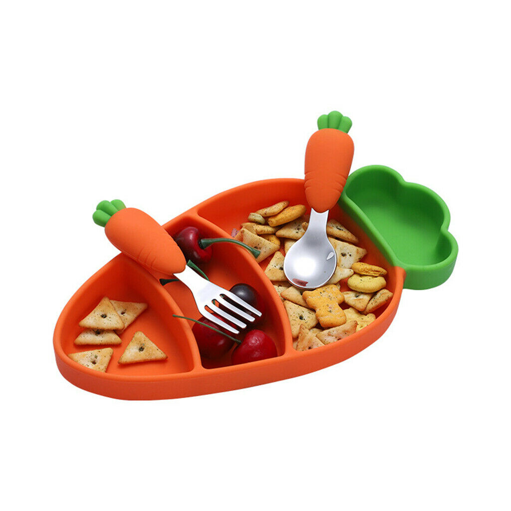 4Pcs/Set Toddler Tableware Kids Dinner Plate Set Stainless Steel Spoon Fork