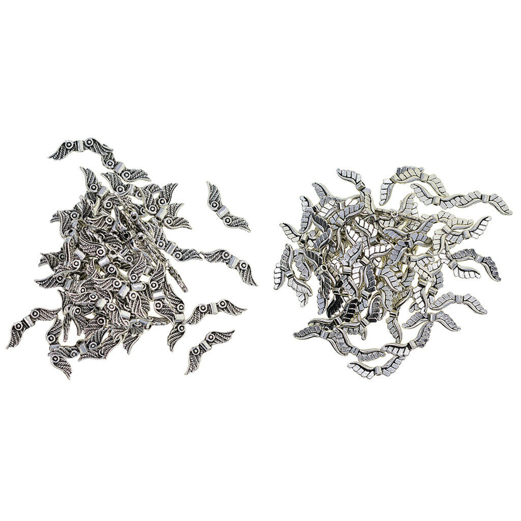 100pcs 23x8mm Angel Wings Charm Pendant Beads Jewelry Necklace