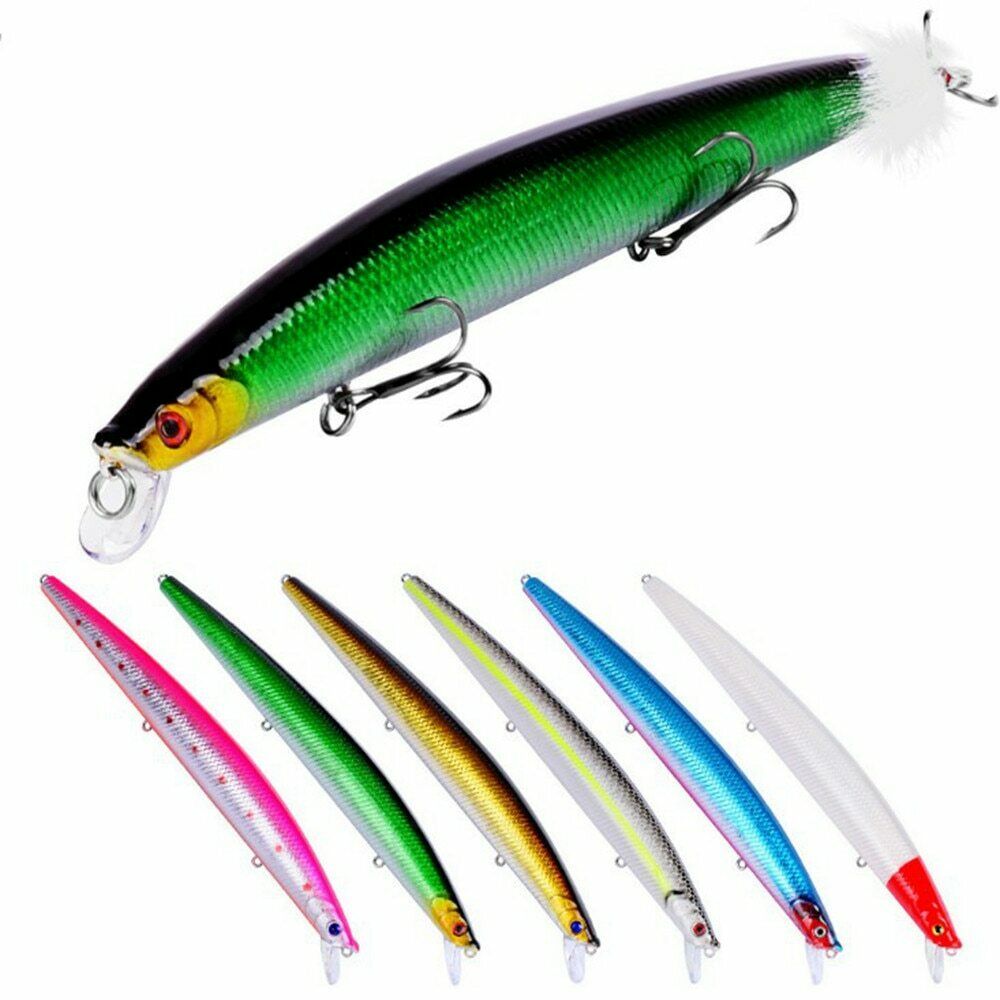 6PCS Sinking Minnow Fishing Lure 0.74oz 7.3in Artificial Bait Long Wobbler Hard
