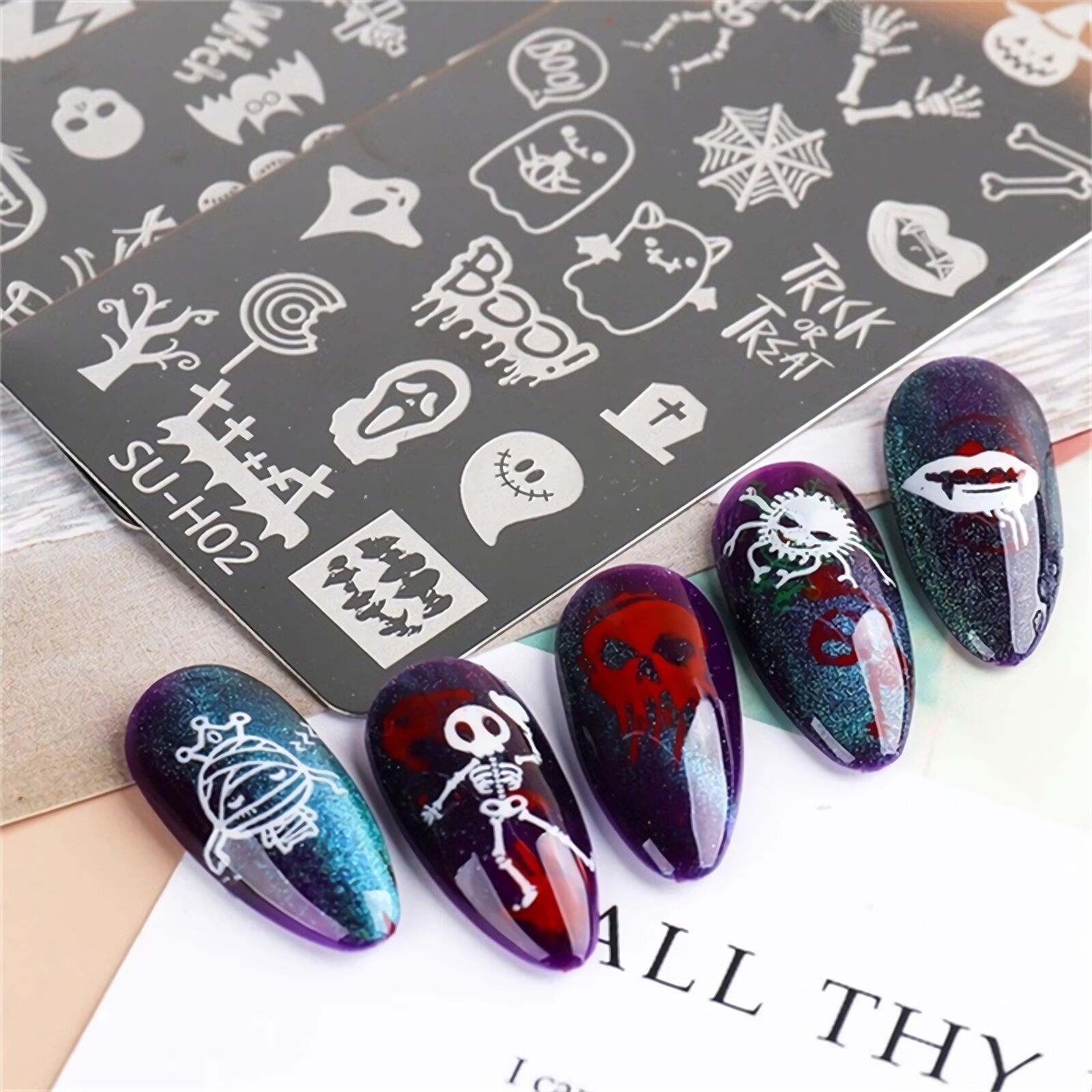 6pcs/Set Nail Art Stamping Plates Halloween Gost Bat designs DIY Template Tool