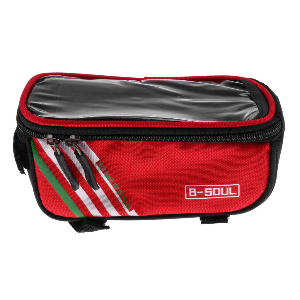 Waterproof Bike Bag 5.5inch Touch Screen Bicycle Frame Front Tube Bag Red