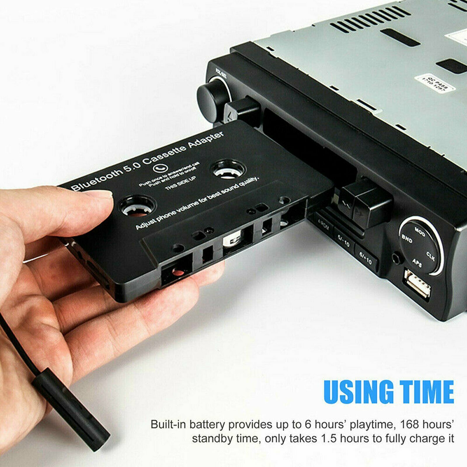 1X Bluetooth 5.0 Car Audio Stereo Sound Cassette Tape Adapter MP3 Hands-Free Aux